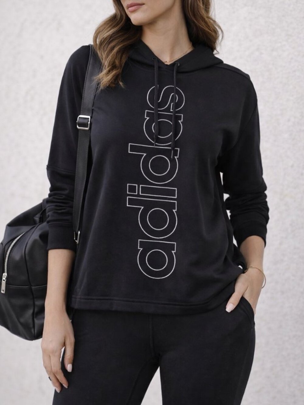 Adidas Climawarm Logo Hoodie Black Training Athletic Pullover Women M